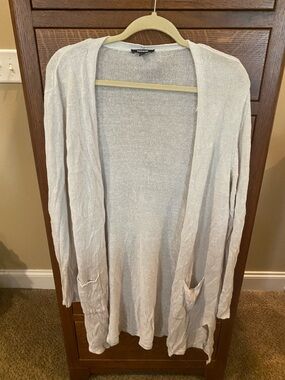 Premise Light Cream Open-Front Knit Cardigan